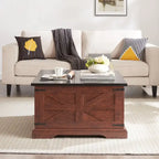 Table basse, table carrée en bois avec rangement dissimulé, design grange, table basse rustique avec plateau relevable à charnières