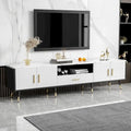 Meuble TV moderne de 180 cm avec 2 armoires et compartiments ouverts, Centre de divertissement pour téléviseurs jusqu'à 80 pouces, Console Telion
