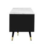 Meuble TV moderne de 180 cm avec 2 armoires et compartiments ouverts, Centre de divertissement pour téléviseurs jusqu'à 80 pouces, Console Telion