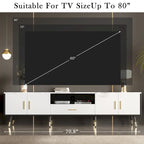 Meuble TV moderne de 180 cm avec 2 armoires et compartiments ouverts, Centre de divertissement pour téléviseurs jusqu'à 80 pouces, Console Telion