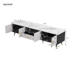 Meuble TV moderne de 180 cm avec 2 armoires et compartiments ouverts, Centre de divertissement pour téléviseurs jusqu'à 80 pouces, Console Telion