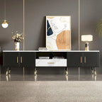 Meuble TV moderne de 180 cm avec 2 armoires et compartiments ouverts, Centre de divertissement pour téléviseurs jusqu'à 80 pouces, Console Telion