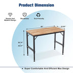 Bureau d'établi industriel à hauteur réglable avec plateau en bois et 4 pieds métalliques pour garage, atelier ou usage domestique