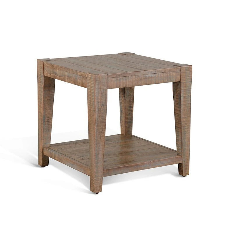 Table d'appoint, une étagère, acajou brun clair, 61 cm de côté