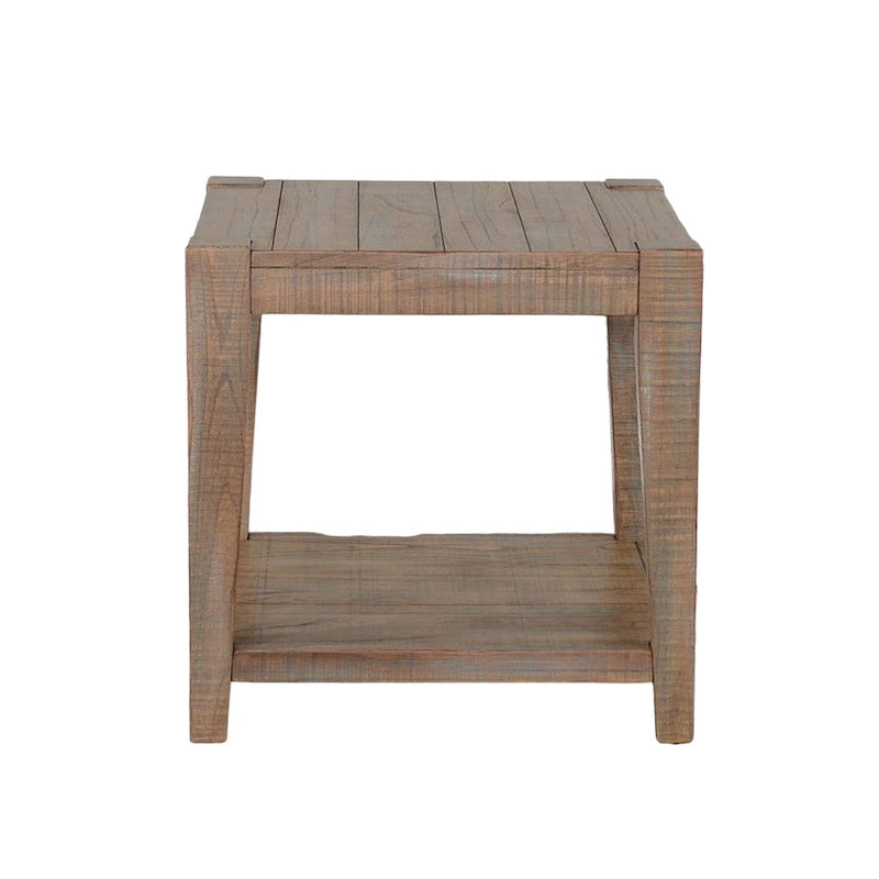 Table d'appoint, une étagère, acajou brun clair, 61 cm de côté