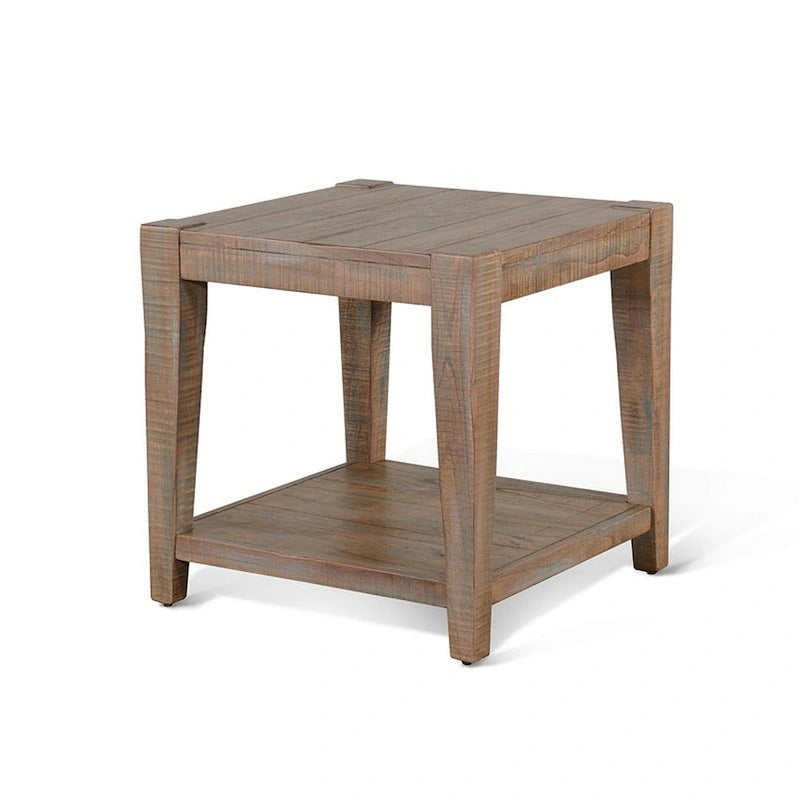 Table d'appoint, une étagère, acajou brun clair, 61 cm de côté