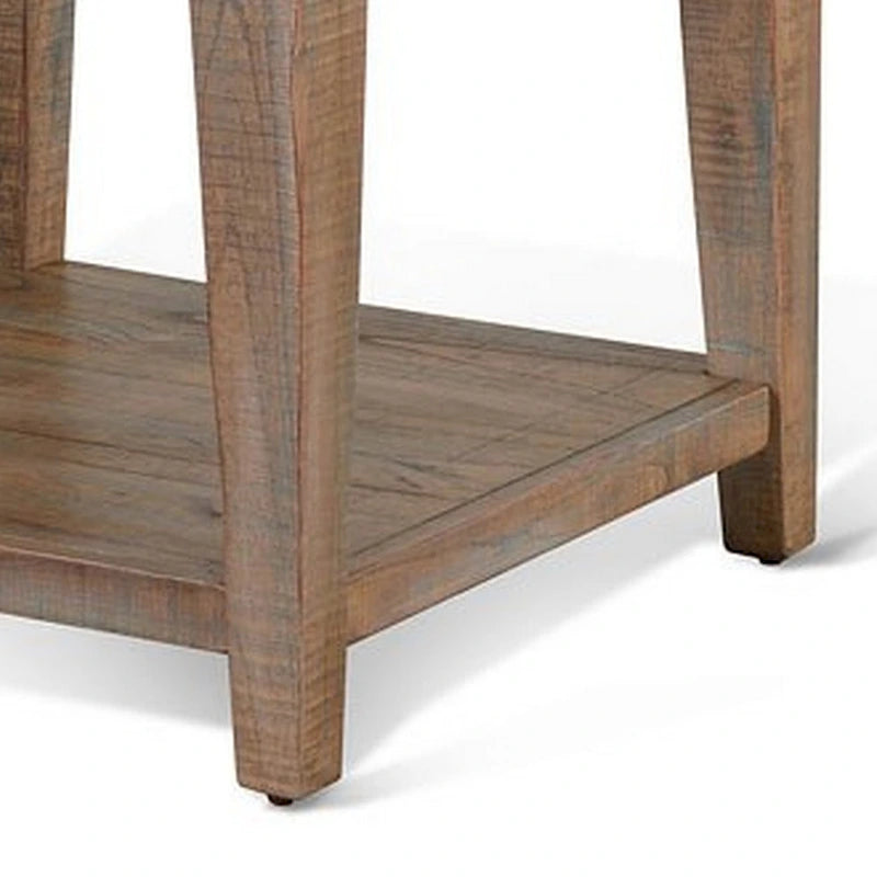 Table d'appoint, une étagère, acajou brun clair, 61 cm de côté