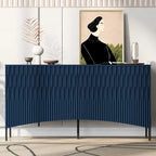 Buffet avec 4 portes inférieures incurvées, Bahut avec pieds en métal, Console avec étagère réglable