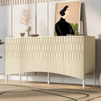 Buffet avec 4 portes inférieures incurvées, Bahut avec pieds en métal, Console avec étagère réglable