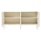 Buffet avec 4 portes inférieures incurvées, Bahut avec pieds en métal, Console avec étagère réglable