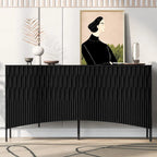 Buffet avec 4 portes inférieures incurvées, Bahut avec pieds en métal, Console avec étagère réglable