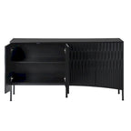 Buffet avec 4 portes inférieures incurvées, Bahut avec pieds en métal, Console avec étagère réglable