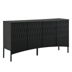 Buffet avec 4 portes inférieures incurvées, Bahut avec pieds en métal, Console avec étagère réglable