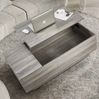 Nouvelle table basse relevable et réglable en Noyer ou Gris, Bureau de Salon Rectangulaire avec Rangement