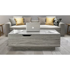 Nouvelle table basse relevable et réglable en Noyer ou Gris, Bureau de Salon Rectangulaire avec Rangement