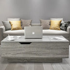 Nouvelle table basse relevable et réglable en Noyer ou Gris, Bureau de Salon Rectangulaire avec Rangement