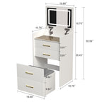 Coiffeuse 3 en 1 avec miroir escamotable
