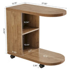 Table d'appoint en C pour canapé, table d'appoint mobile avec rangement