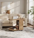 Table d'appoint en C pour canapé, table d'appoint mobile avec rangement