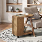Table d'appoint en C pour canapé, table d'appoint mobile avec rangement