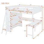 Lit mezzanine en bois massif avec bureau et étagère pour enfants