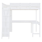 Lit mezzanine en bois massif avec bureau et étagère pour enfants