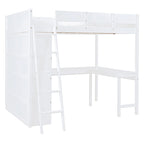 Lit mezzanine en bois massif avec bureau et étagère pour enfants