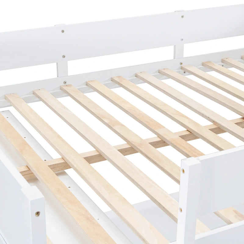 Lit mezzanine en bois massif avec bureau et étagère pour enfants