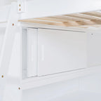 Lit mezzanine en bois massif avec bureau et étagère pour enfants