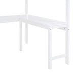 Lit mezzanine en bois massif avec bureau et étagère pour enfants