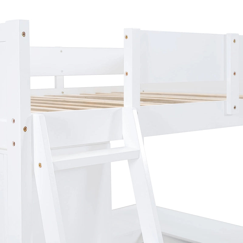 Lit mezzanine en bois massif avec bureau et étagère pour enfants