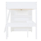 Lit mezzanine en bois massif avec bureau et étagère pour enfants