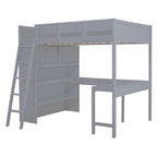 Lit mezzanine en bois massif avec bureau et étagère pour enfants