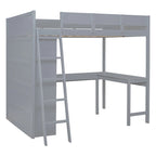 Lit mezzanine en bois massif avec bureau et étagère pour enfants