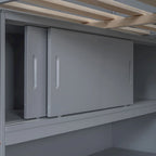 Lit mezzanine en bois massif avec bureau et étagère pour enfants