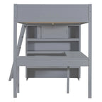 Lit mezzanine en bois massif avec bureau et étagère pour enfants