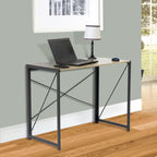 Bureau d'écriture sans outil avec pieds en métal et plateau en stratifié chêne cousu pour la maison et le bureau