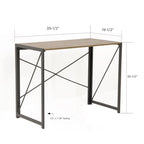 Bureau d'écriture sans outil avec pieds en métal et plateau en stratifié chêne cousu pour la maison et le bureau