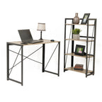 Bureau d'écriture sans outil avec pieds en métal et plateau en stratifié chêne cousu pour la maison et le bureau