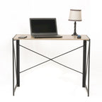 Bureau d'écriture sans outil avec pieds en métal et plateau en stratifié chêne cousu pour la maison et le bureau