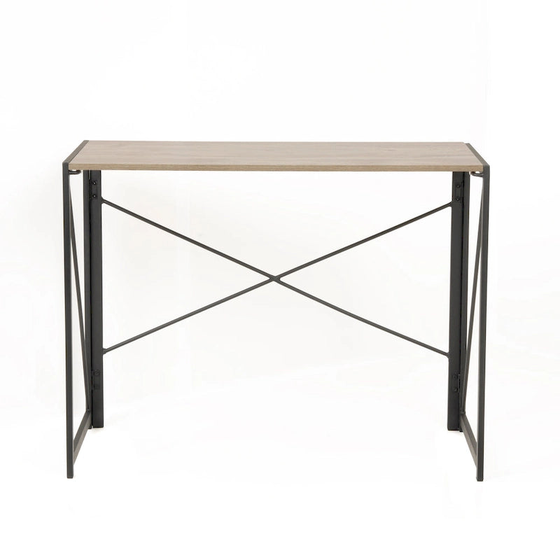 Bureau d'écriture sans outil avec pieds en métal et plateau en stratifié chêne cousu pour la maison et le bureau