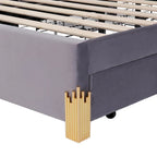 Lit plate-forme capitonné Queen Size avec lumières LED et 4 tiroirs