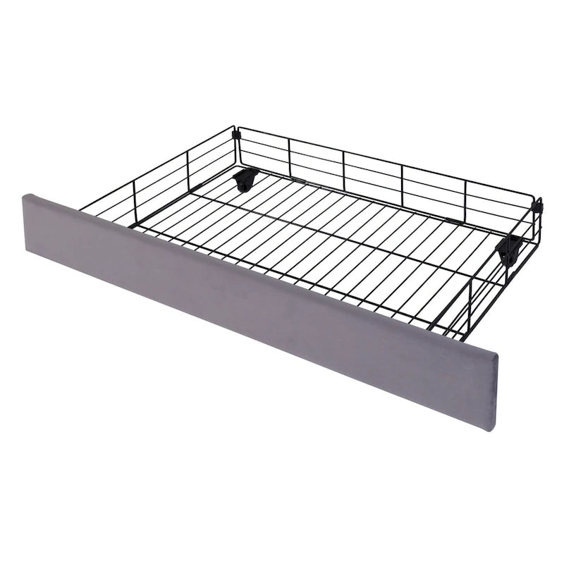 Lit plate-forme capitonné Queen Size avec lumières LED et 4 tiroirs