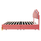 Lit plate-forme capitonné Queen Size avec lumières LED et 4 tiroirs