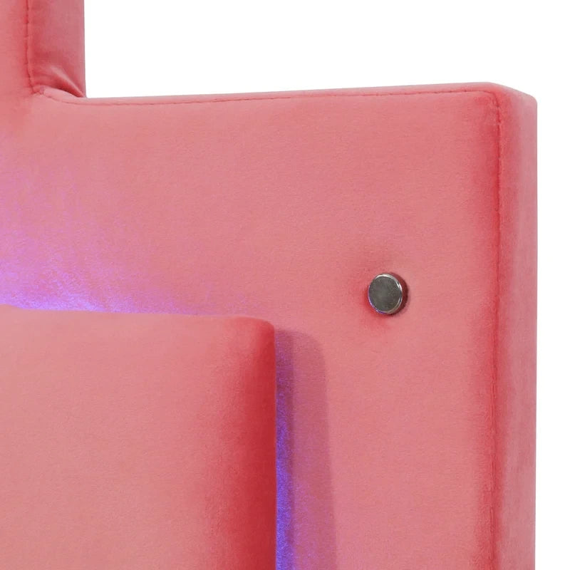 Lit plate-forme capitonné Queen Size avec lumières LED et 4 tiroirs