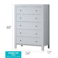 Burlington 5 Drawer Chest of Drawers (34 in L. X 17 in W. X 48 in H)