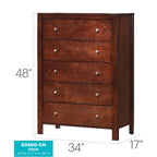 Commode à 5 tiroirs Burlington (34 po L. x 17 po l. x 48 po H)