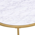 Table basse ronde 36" avec plateau imitation marbre - Doré