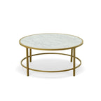 Table basse ronde 36" avec plateau imitation marbre - Doré
