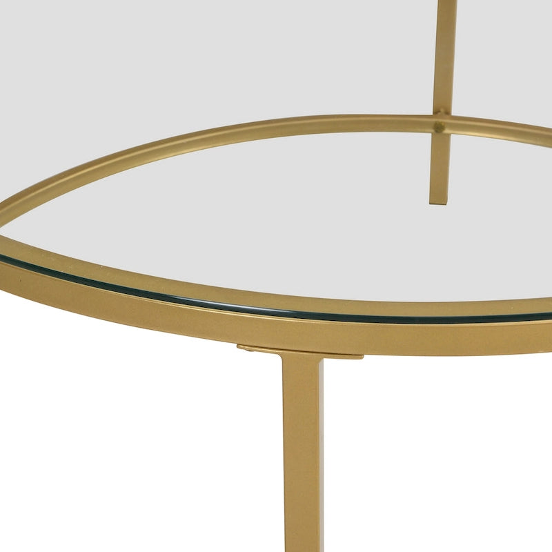 Table basse ronde 36" avec plateau imitation marbre - Doré